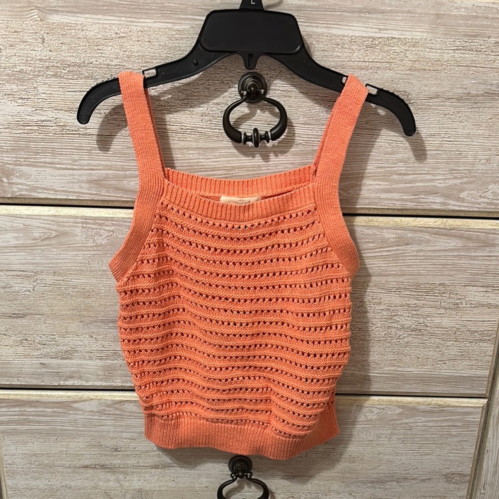 Universal Thread Coral Cropped Ribbed Tank Top